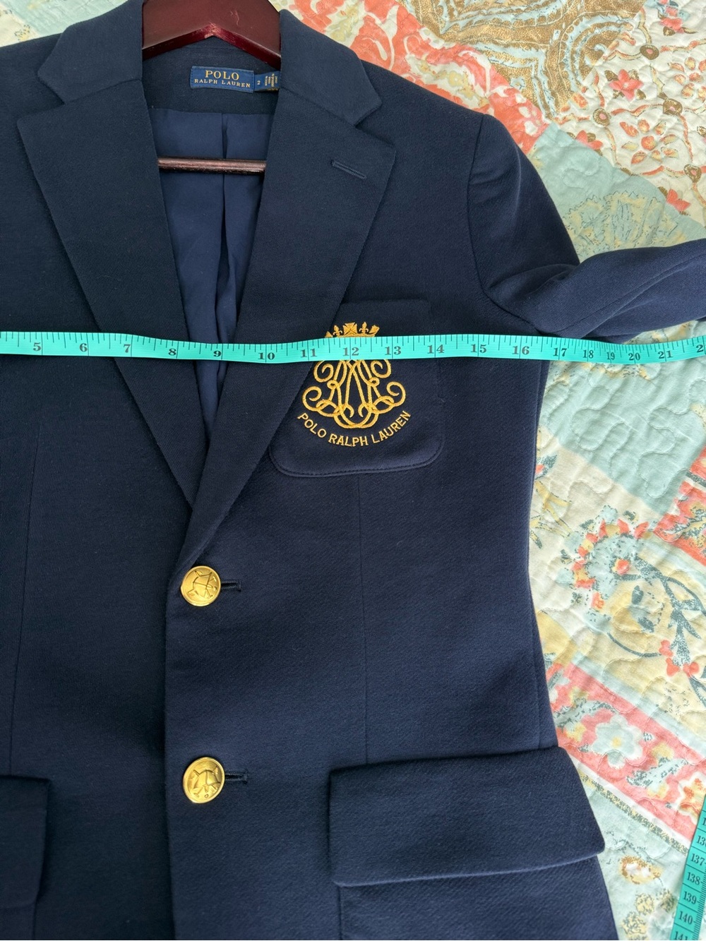Ralph Lauren Womens Bullion Jacquard Blazer Size 2 Avitar Navy Blue Preppy Busin - Picture 13 of 14